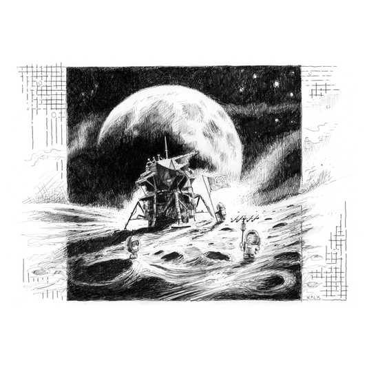 Originalzeichnung Freitagsfliege 160 Mondlandung